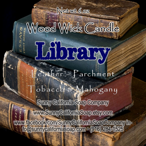 Candle "Library - A Candle for Book Lovers" scented Wooden Wick Soy Candle