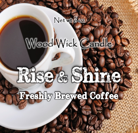Candle "Rise & Shine Freshly Brewed Coffee" scented Wooden Wick Soy Candle